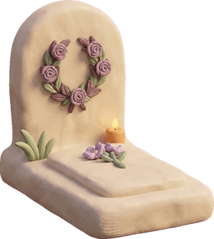 A clean, candle-lit memorial stone